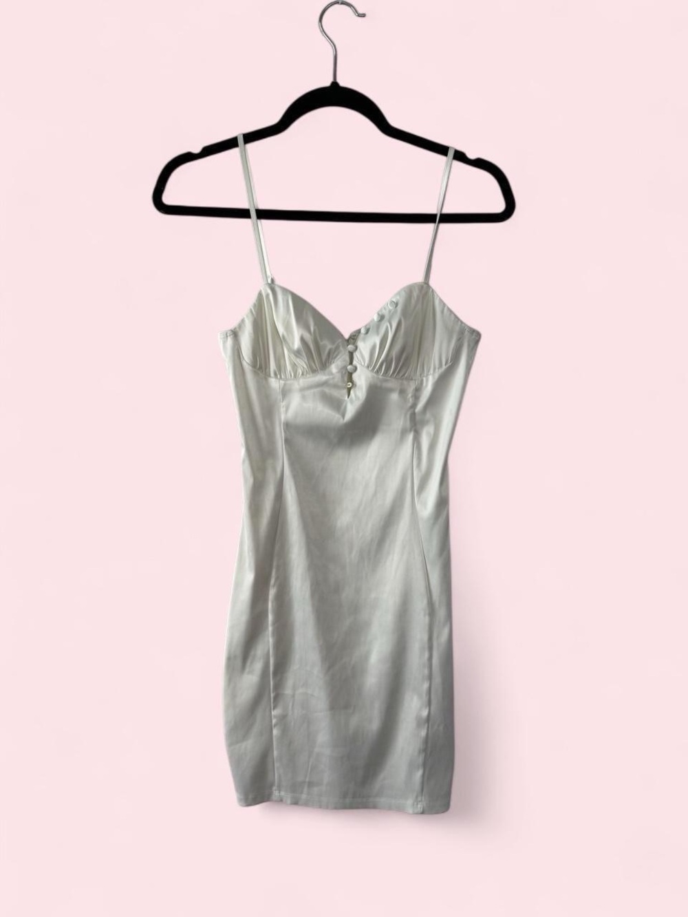 Satin Mini Slip Dress with Sweetheart Neckline - White